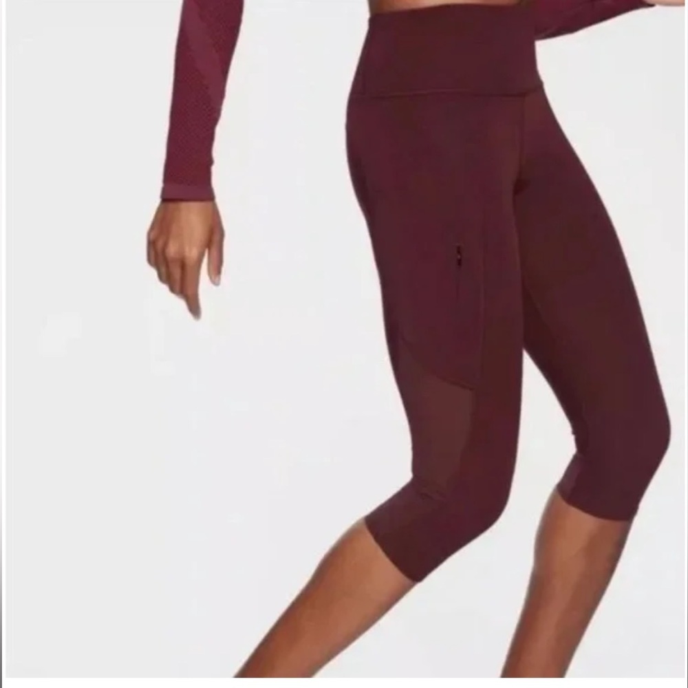 Athleta All In Crop Leggings Burgundy